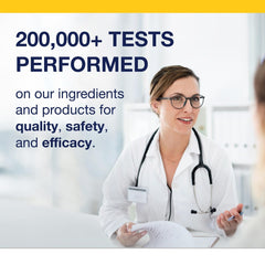 Third-party tested purity seal on supplement bottle