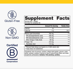 Product label close-up showing ingredients and Omega-7