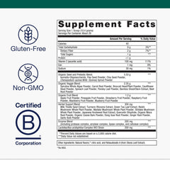 Back label showing nutrition facts and ingredients