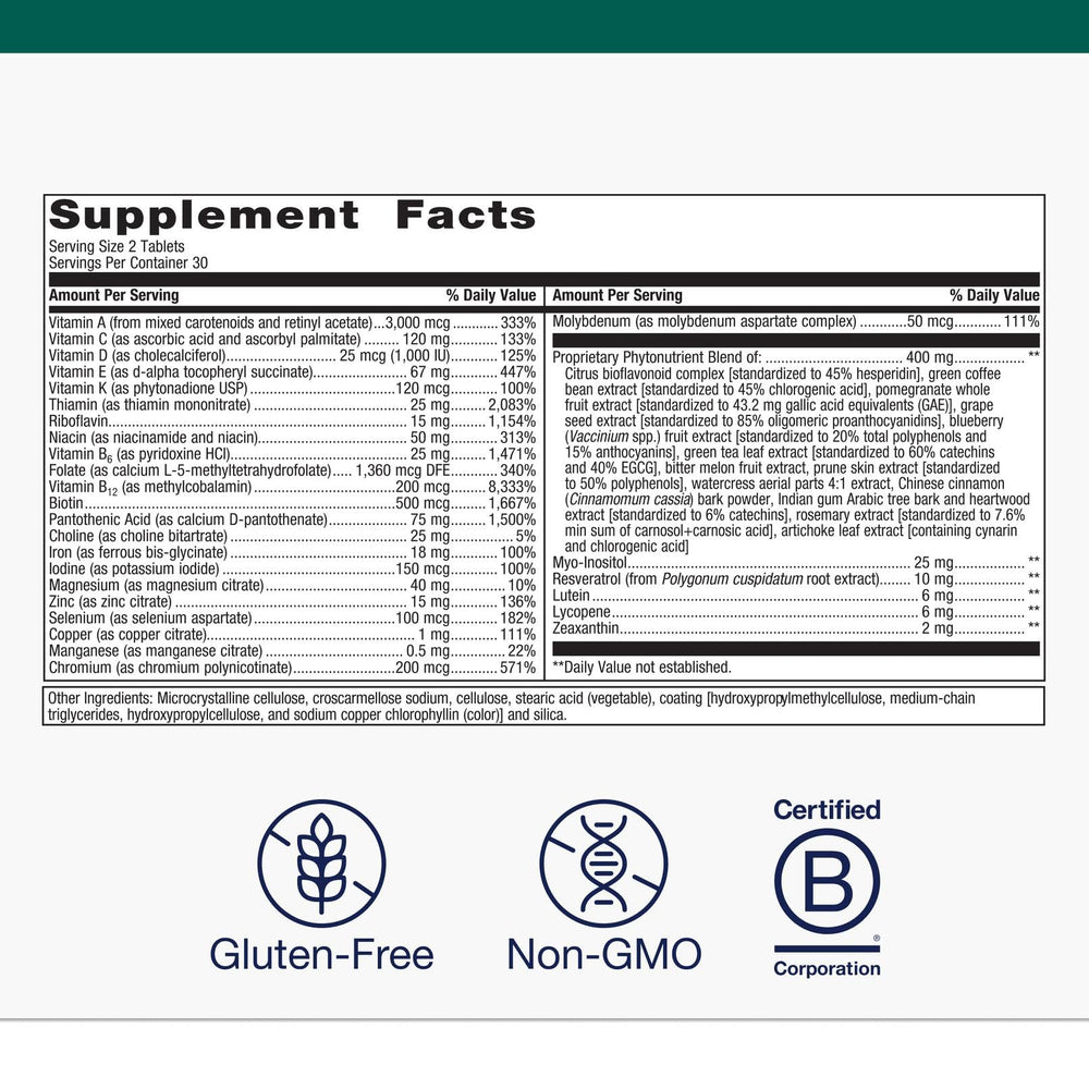 Close-up of label showing methylfolate 800 mcg and iron bisglycinate 18 mg