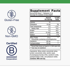 Metagenics Probioplex label closeup showing gluten-free and non-GMO claims