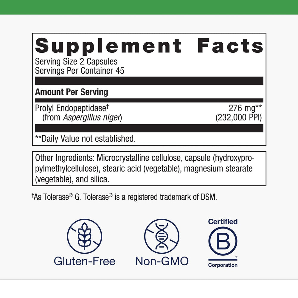 Close-up of SpectraZyme Gluten Digest capsules