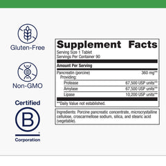 Front view of Metagenics SpectraZyme Pancreatic Enzymes bottle