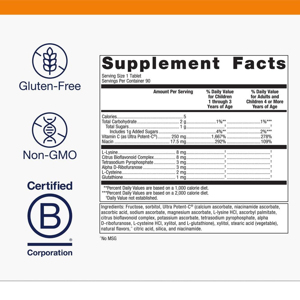 Side view of Metagenics Ultra Potent-C chewable packaging