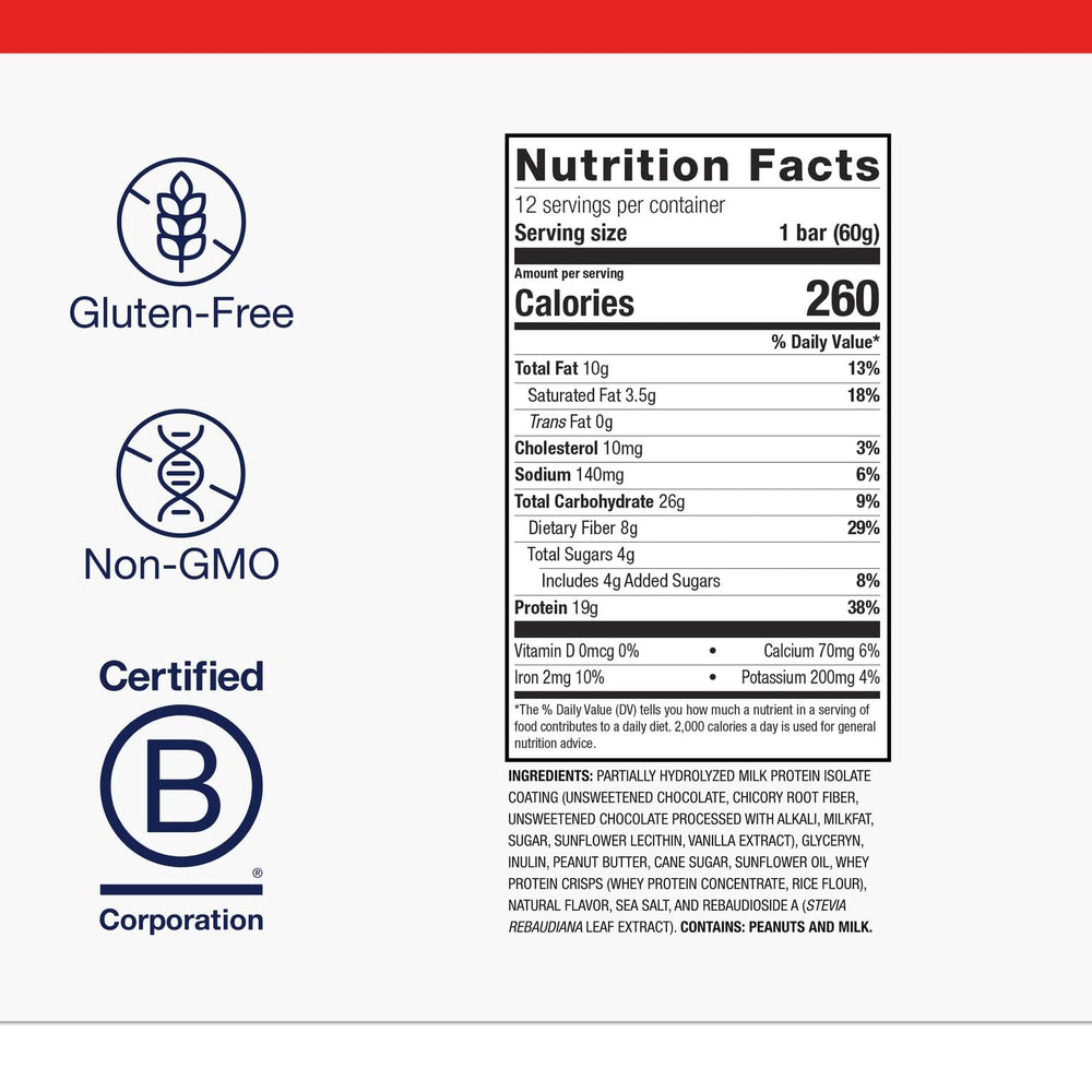 Close-up of Metagenics Ultra Protein Bar nutrition panel