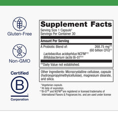 Packshot of Metagenics UltraFlora IB Probiotic bottle with label - front view