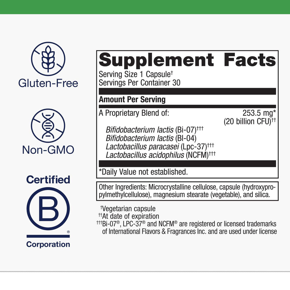 Product label of Metagenics UltraFlora Restore Probiotic