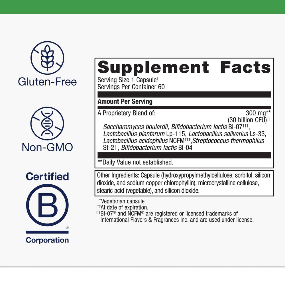 Close-up of UltraFlora Spectrum probiotic capsules