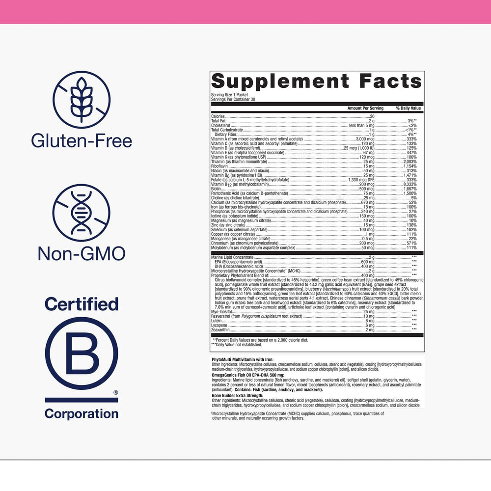 Close-up of a daily packet showing multivitamin blend