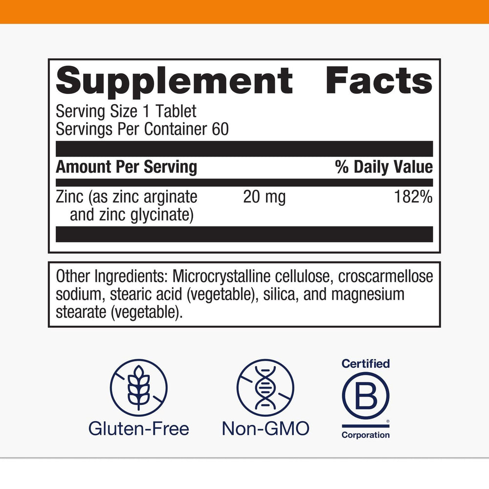 Close-up of Zinc A.G. tablet illustrating arginine glycine chelate