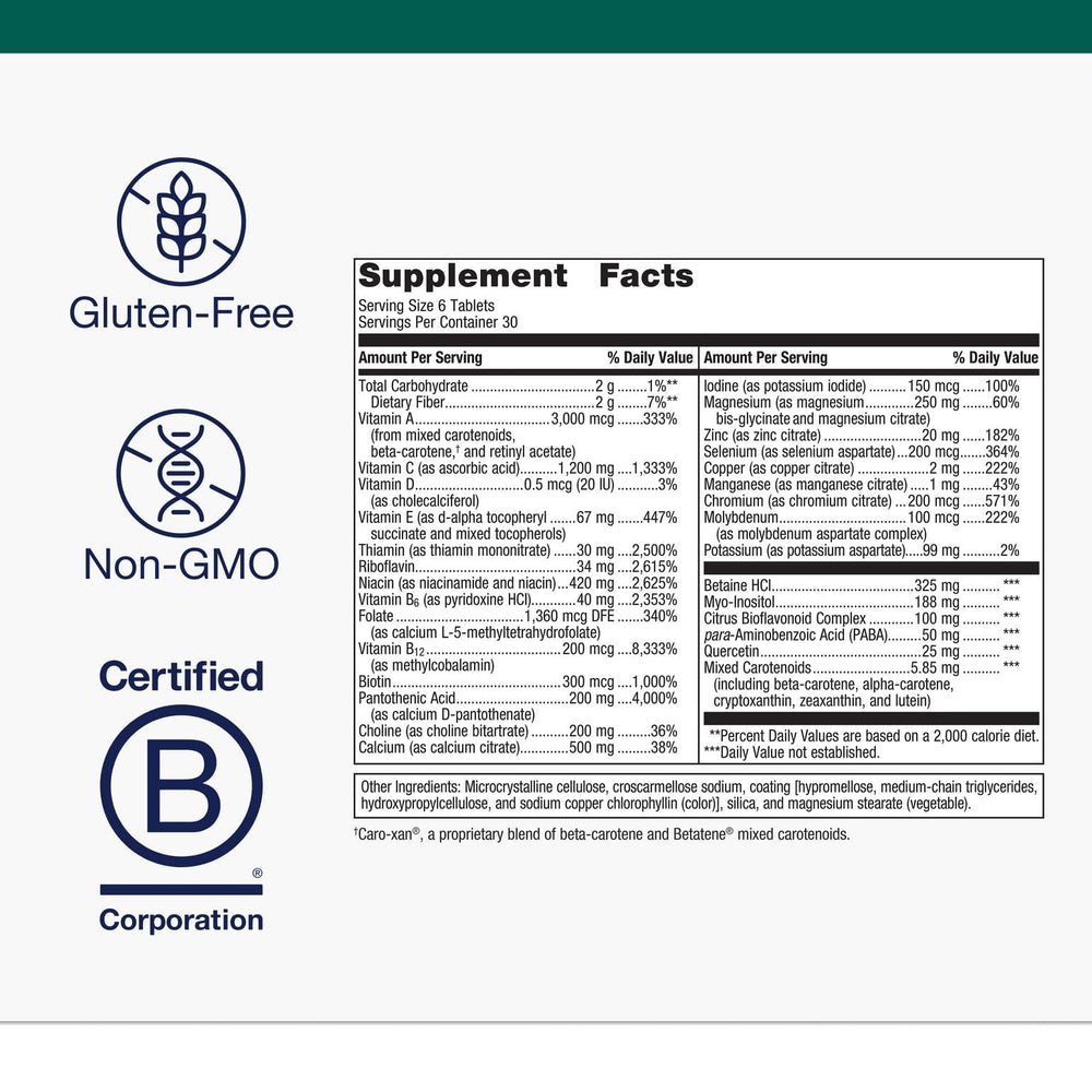 Close-up of Metagenics Multigenics Multivitamin tablets