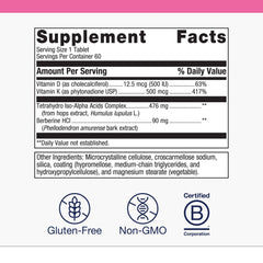 Ostera label showing vitamins D and K and berberine