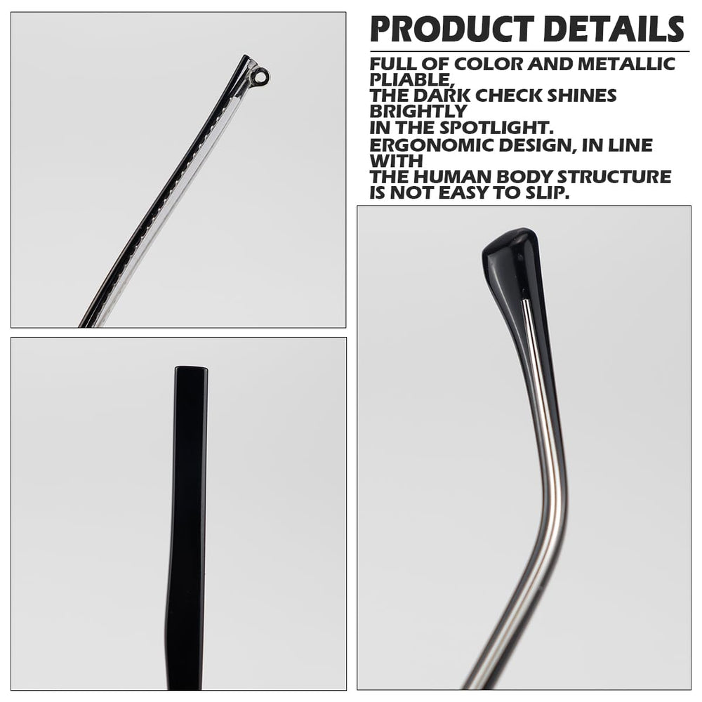 Black replacement arm mounted on eyeglass frame