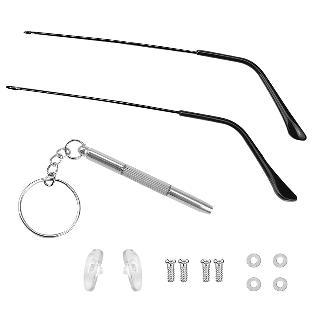 Black metal eyeglasses replacement arm close-up