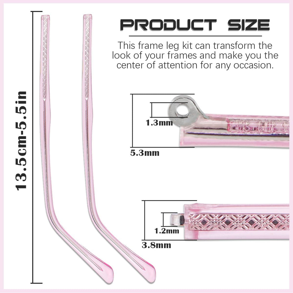 Replacement metal glasses arm in transparent color