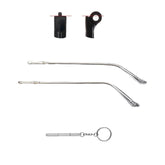Pair of silver metal glasses temple arms with hinge and 3-in-1 screwdriver