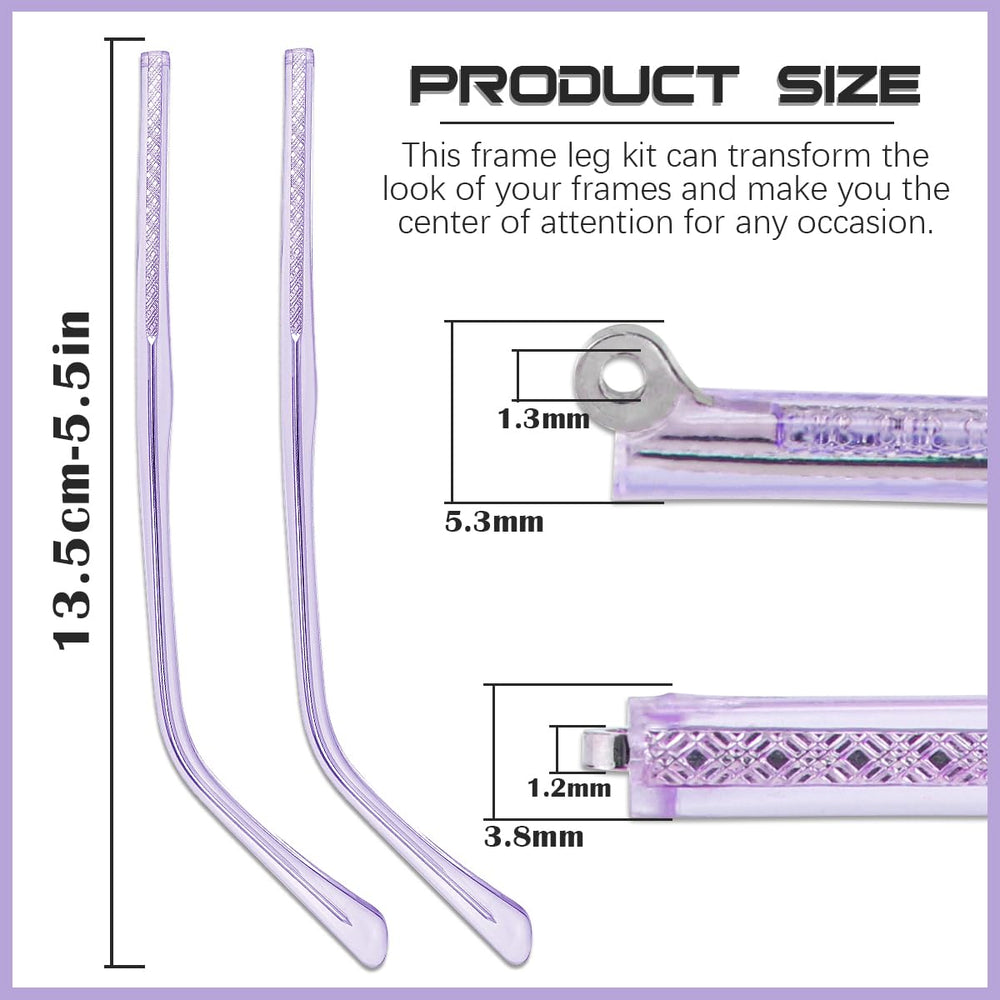 Close-up of metal replacement arms for glasses