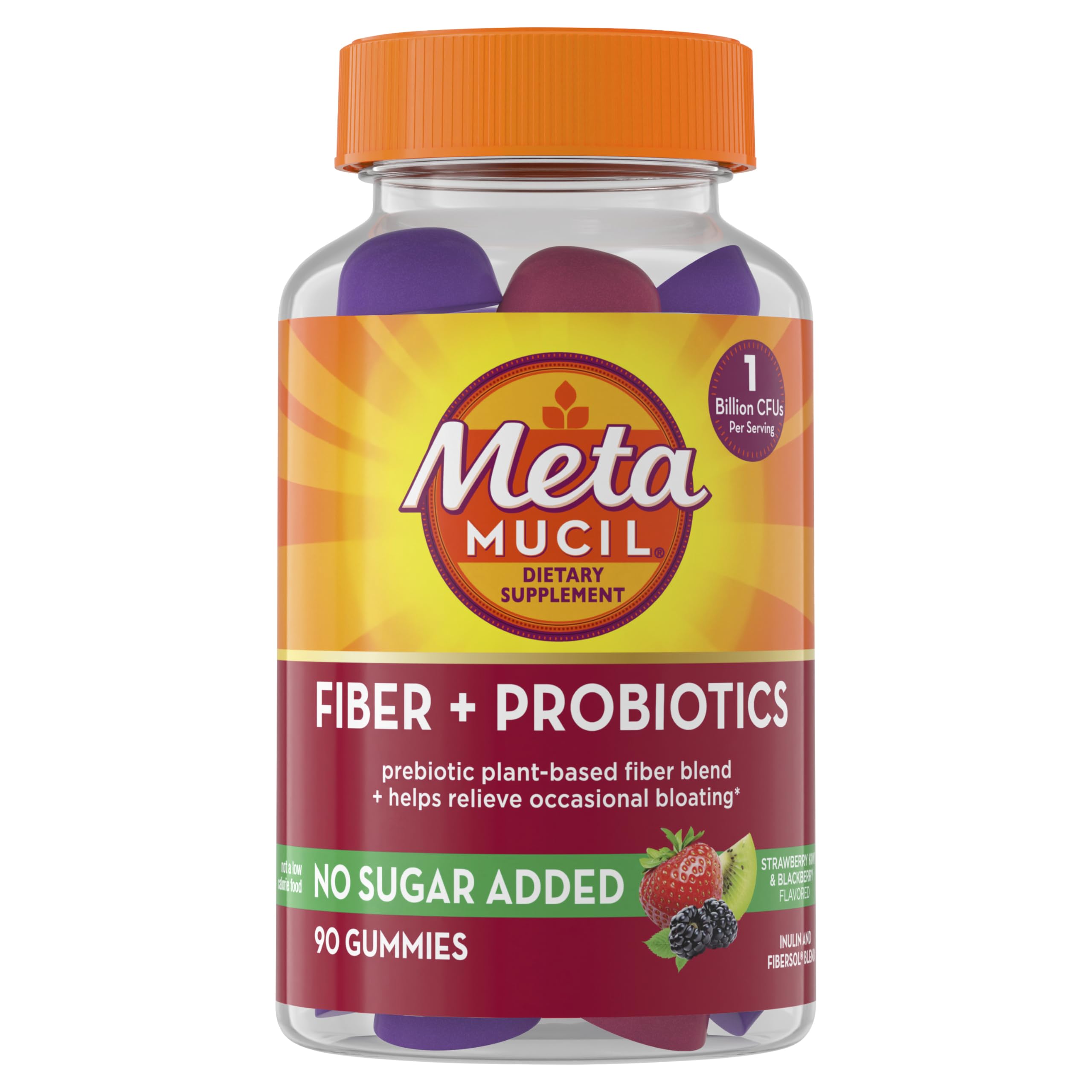 Bottle of Metamucil Fiber Gummies with Probiotics – 90 count Bottle of Metamucil Fiber Gummies with Probiotics – 90 count