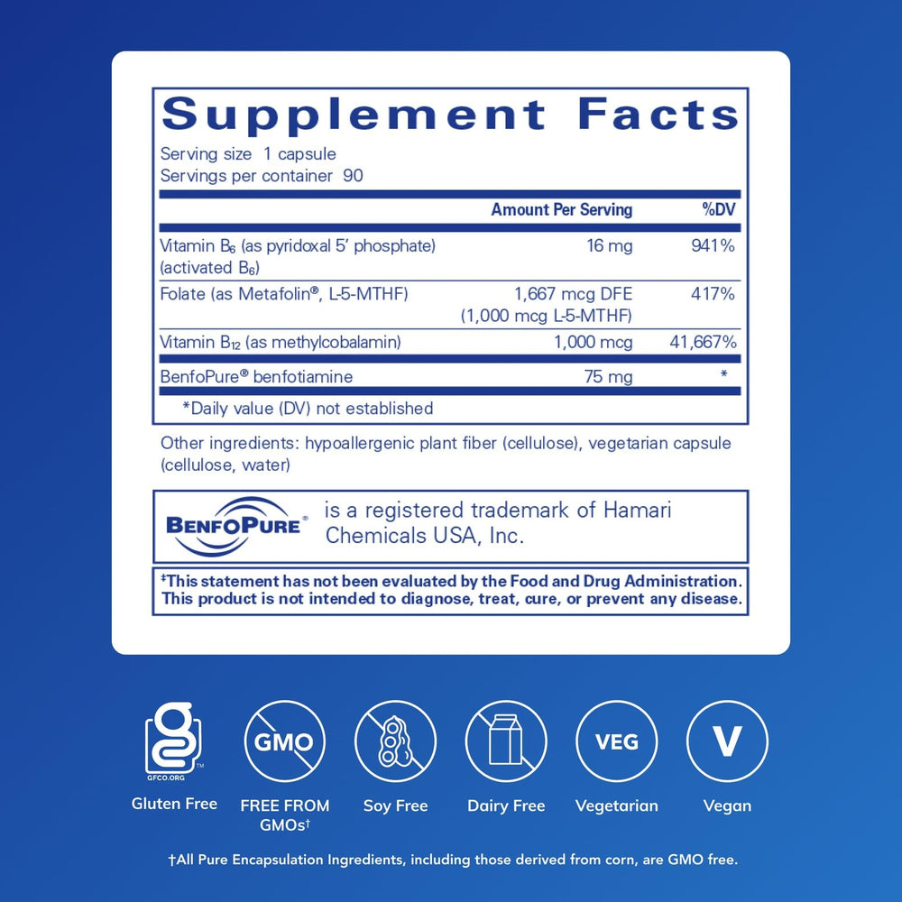Activated B6 and B12 with benfotiamine in MethylAssist 90's
