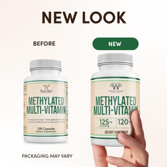 Methylated multivitamin 120 capsules label close-up