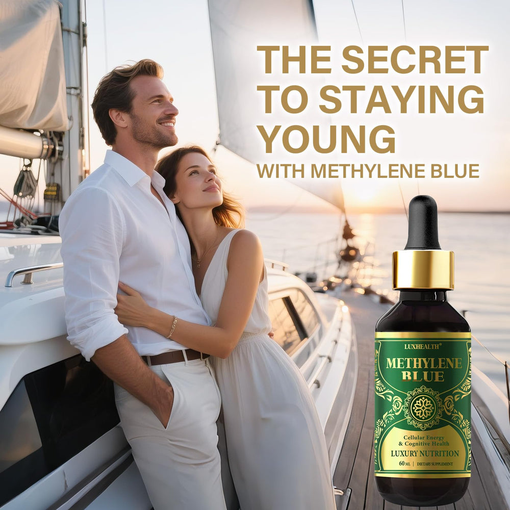 Close-up of Methylene Blue Drops 1% bottle and dropper