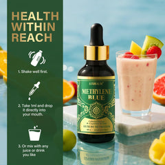 Lifestyle image showing use of Methylene Blue Drops