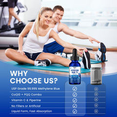 Vitamin C and CoQ10 ingredients with Methylene Blue Drops