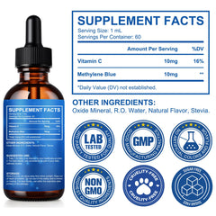 Methylene Blue packaging with bottle and box