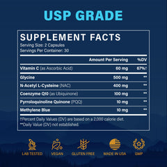 Close-up of blue Methylene Blue capsules