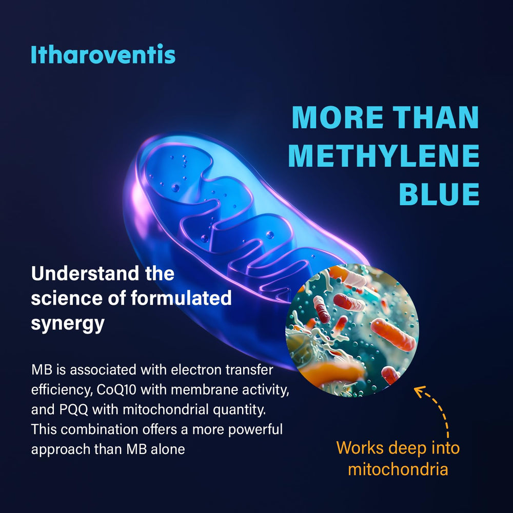 Product blend showing CoQ10, NAC, PQQ, Glycine and Vitamin C