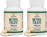 Front bottle of Double Wood Methylfolate 1000mcg 120 capsules