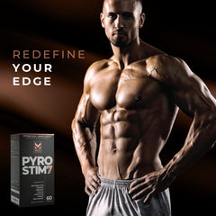 METISNutrition Pyro Stim 7 ingredient icons emphasize caffeine and green tea sources.