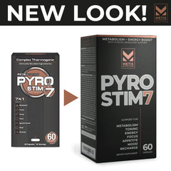 METISNutrition Pyro Stim 7 capsule with Teacrine and caffeine for sustained energy.