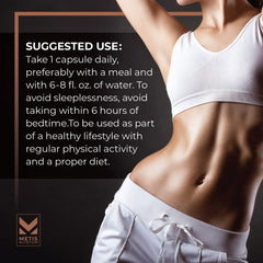 METISNutrition Pyro Stim 7 bottle with water emphasizes consistent daily use.