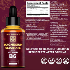 Close-up of magnesium glycinate drops bottle label
