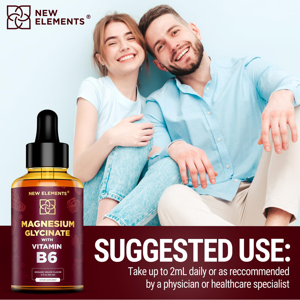 Vegan, non-GMO magnesium glycinate drops packaging and labeling