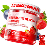 Strawberry-flavored magnesium glycinate gummies front view