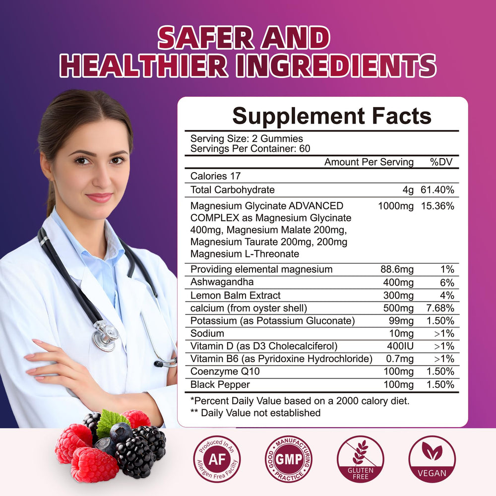 Ingredients panel for Magnesium Glycinate Gummies