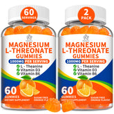 Front view of 2-pack Magnesium L-Threonate Gummies orange flavor