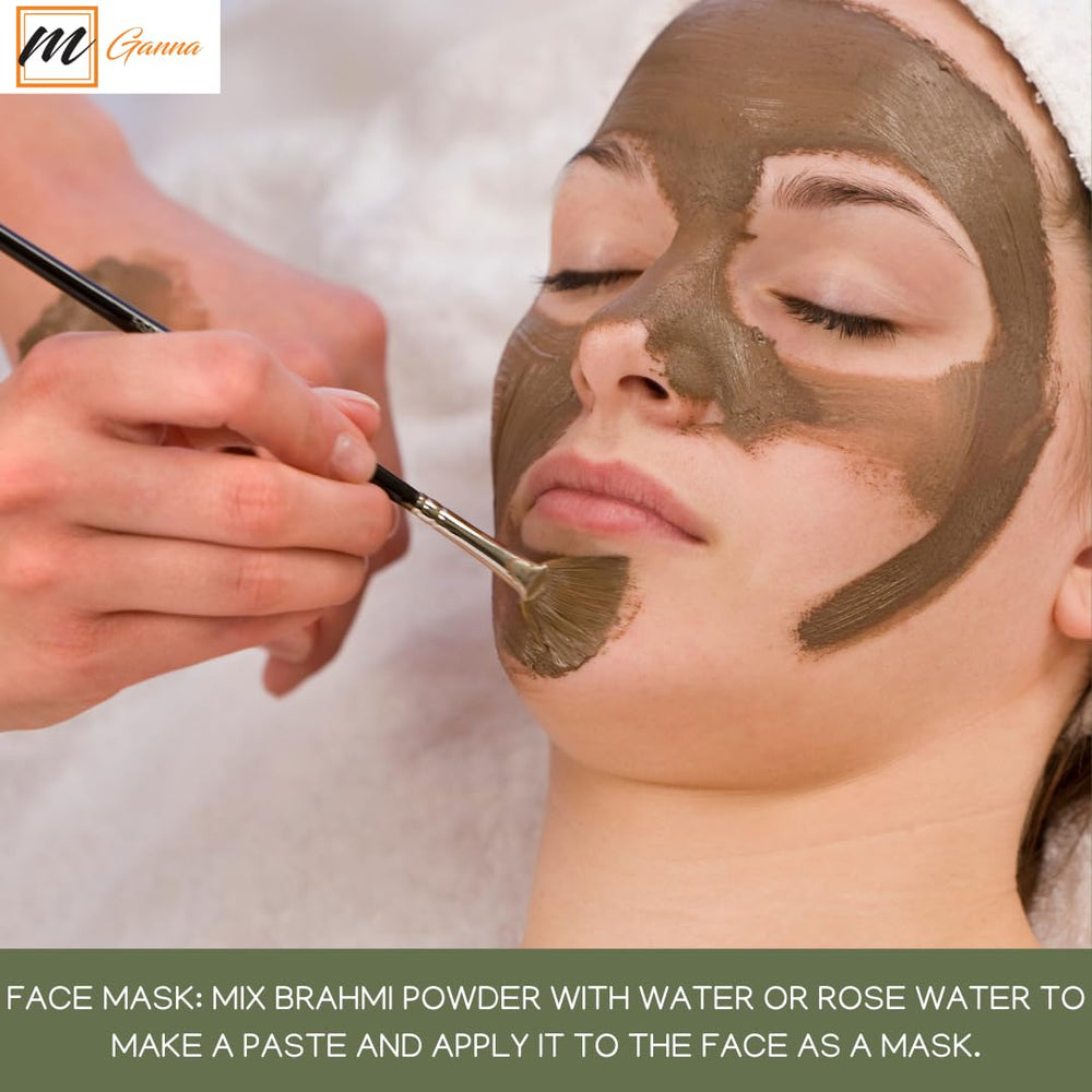 Brahmi powder in a measuring spoon