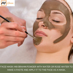 Brahmi powder in a measuring spoon