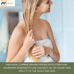 Packaging label showing 100% pure Brahmi powder