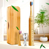MgcSto Sonic Electric Bamboo Toothbrush for Adults with bamboo handle