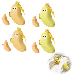 mgmooa Banana Toothbrush Cover 4 Pcs Banana-Shaped Travel Case Yellow Green Front View