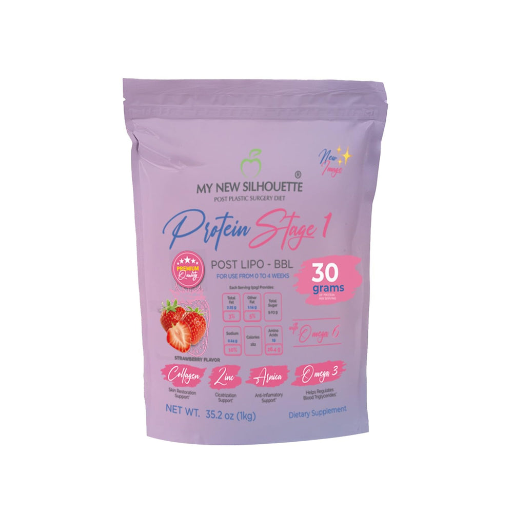 MI NUEVA SILUETA Lipotransfer Stage 1 bottle supports post-surgery recovery and fat maintenance.