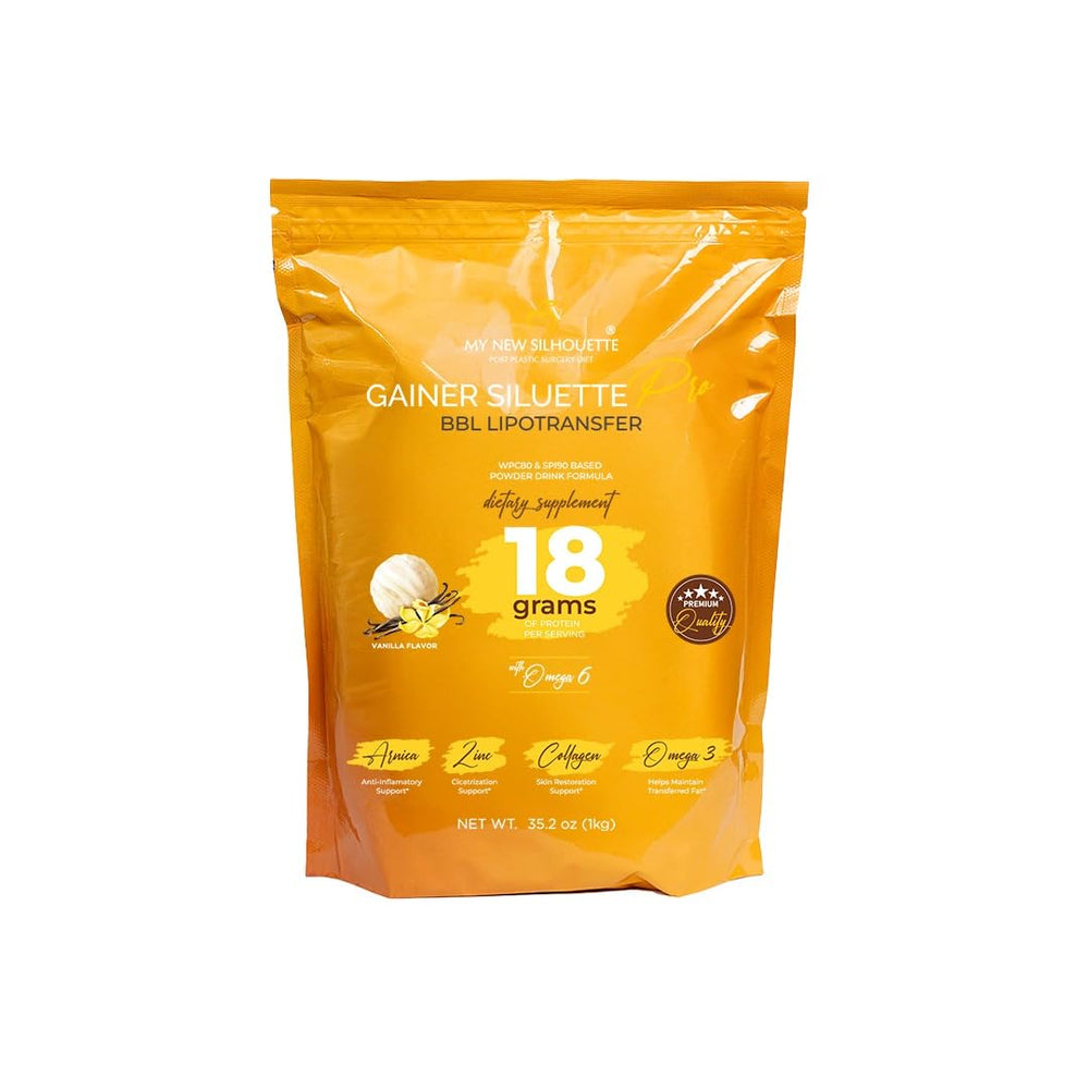 MI NUEVA SILUETA protein gainer tub with sweet vanilla flavor for post-workout fuel