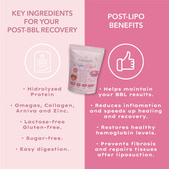 MI NUEVA SILUETA strawberry flavor lipotransfer protein for post-op routine.