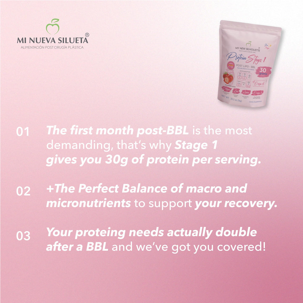 MI NUEVA SILUETA strawberry flavor lipotransfer protein for post-op routine.