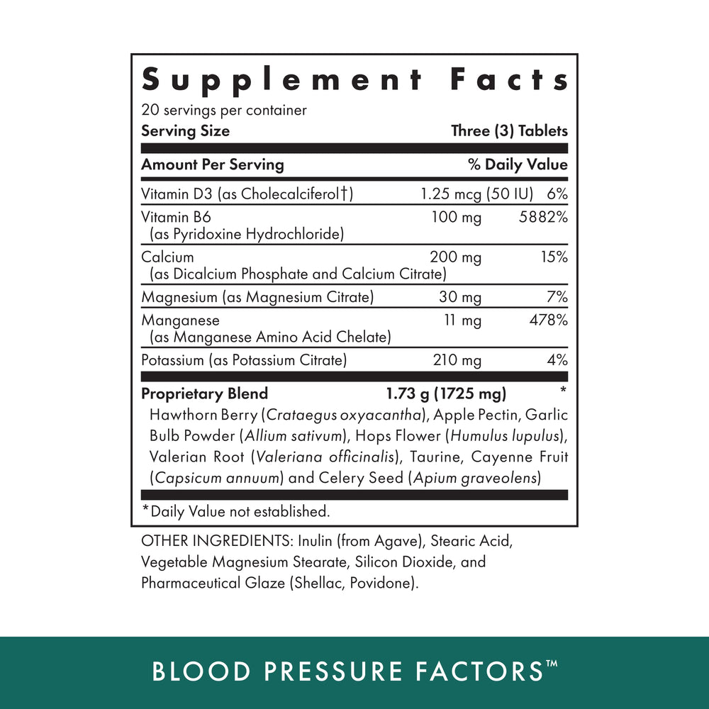 MICHAEL'S Blood Pressure Factors bottle highlights a vegetarian, kosher formulation for daily use.