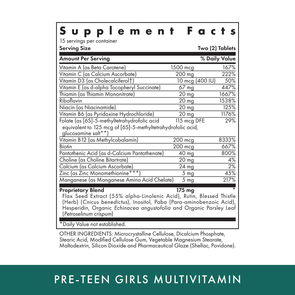 Packaging side view of MICHAEL'S Health Naturopathic Programs Pre-Teen Girls